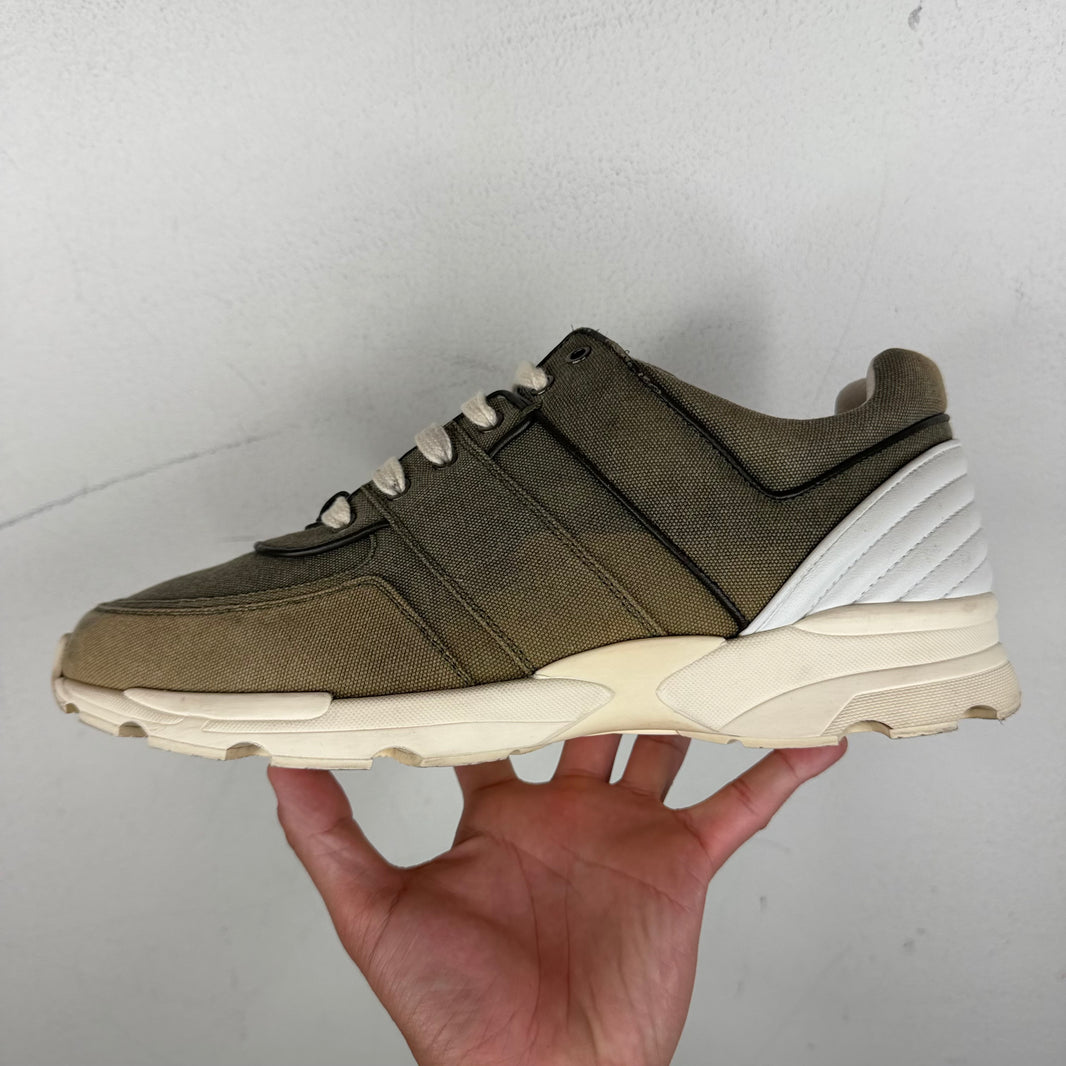 Chanel Olive Canvas Trainers
