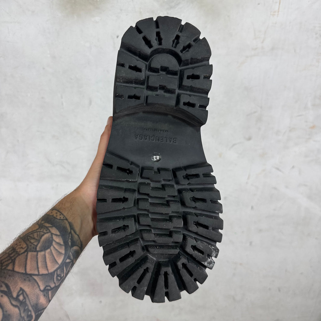 Balenciaga Black Leather Stomper Boots