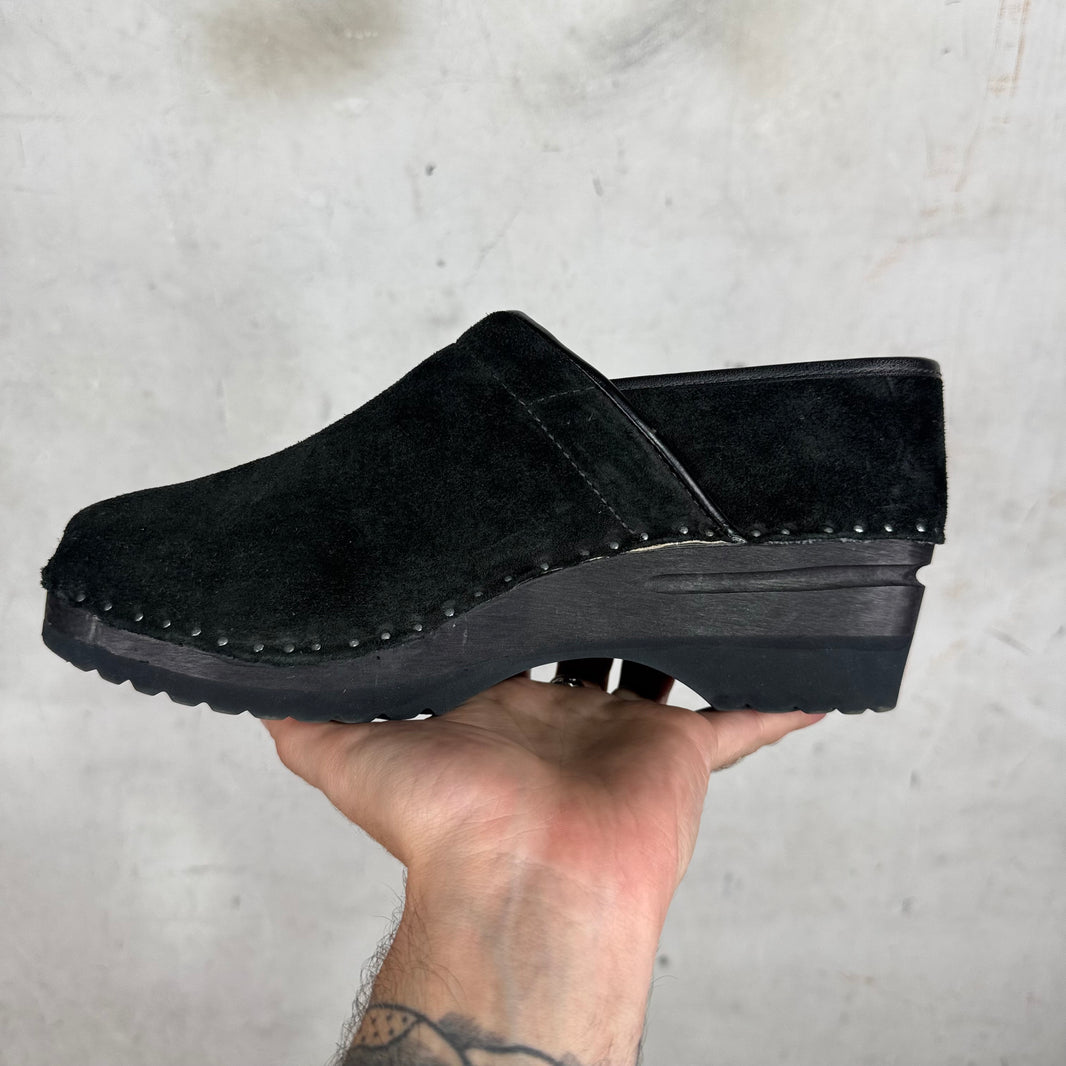Needles Black Suede Clogs