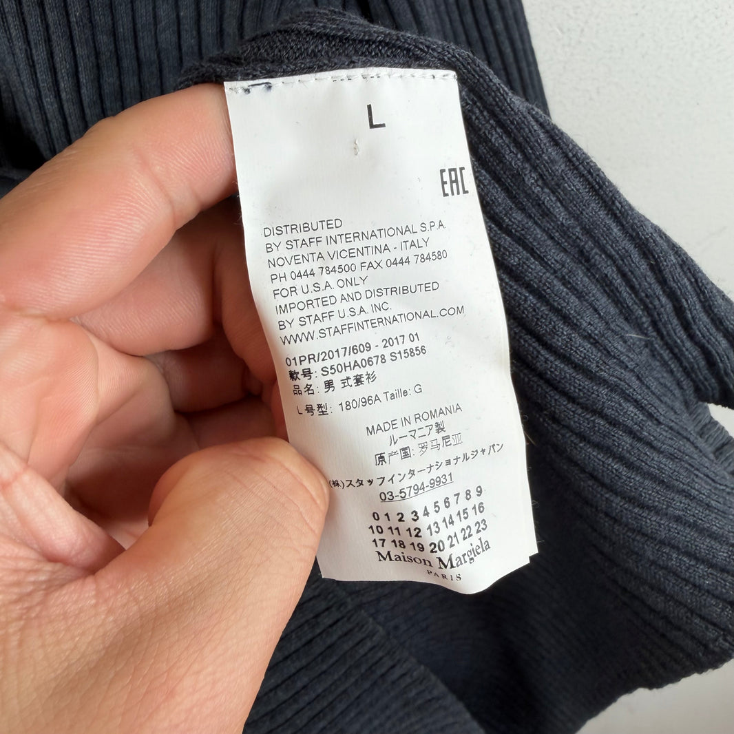 Margiela Shoulder Patched Ribbed Wool Blend Sweater