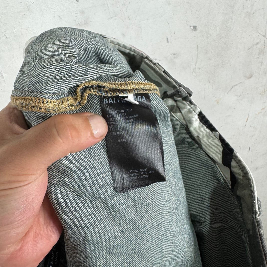 Balenciaga Trompe Layered Snow Camo Shorts