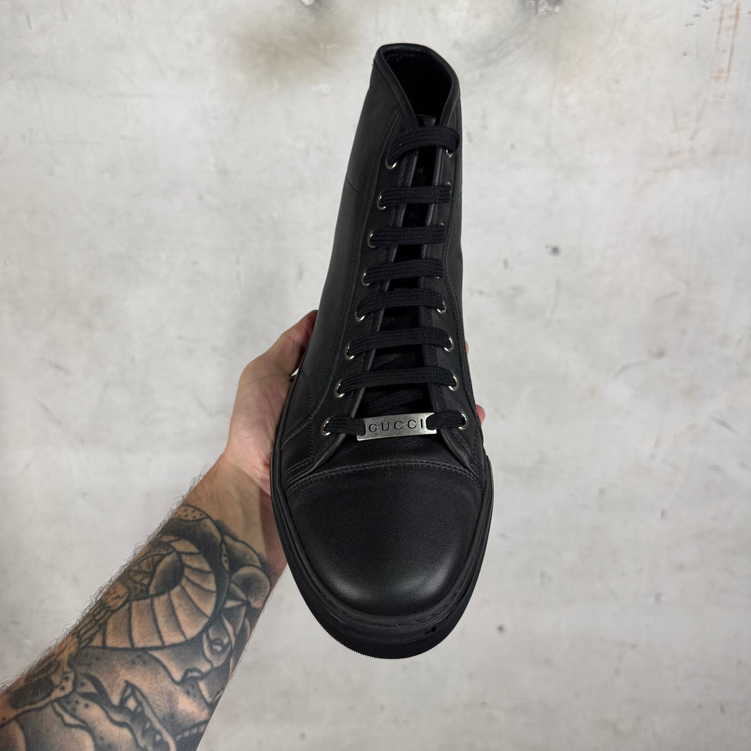 Gucci Black High Top Leather Sneakers