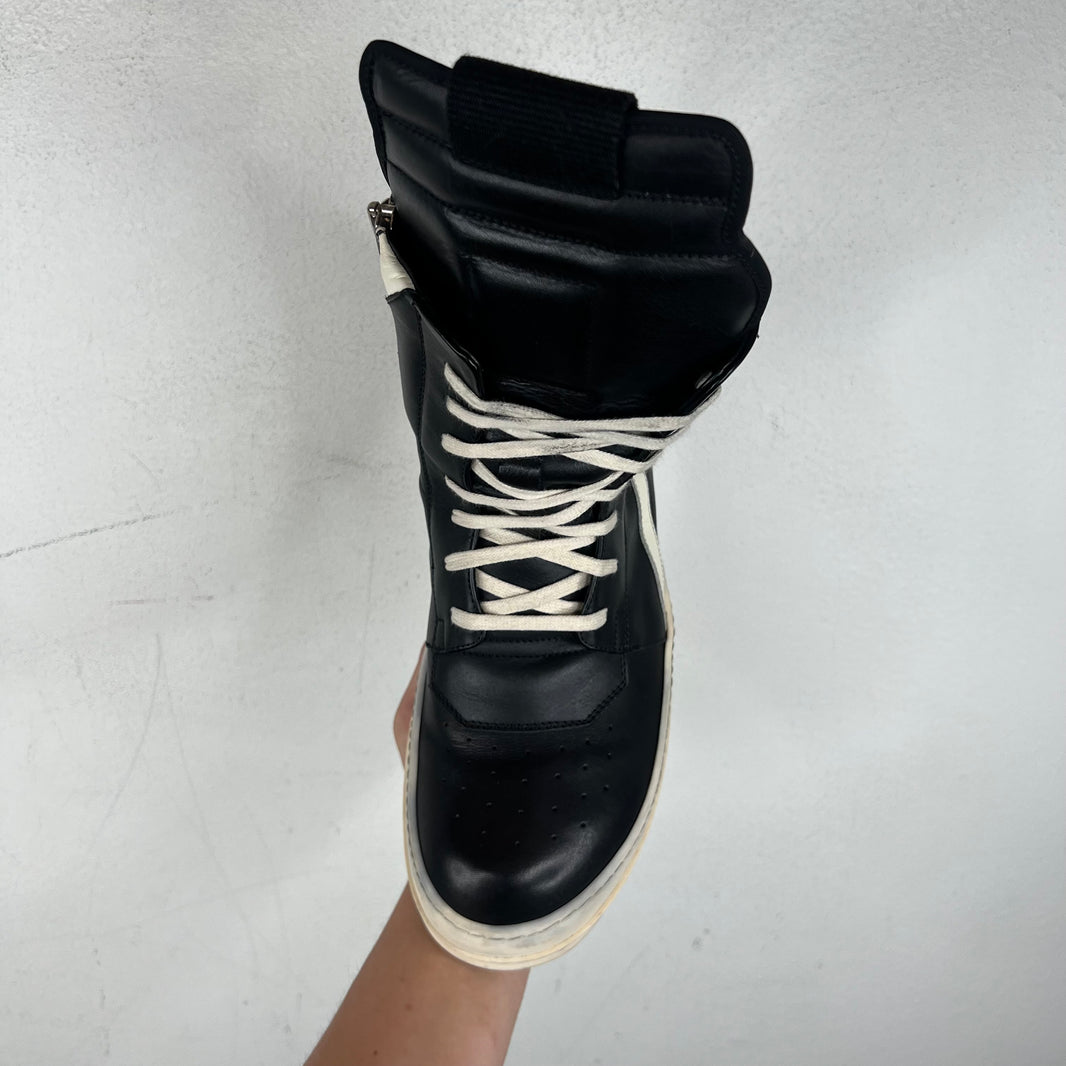 Rick Owens Black/White Geobasket Sneakers