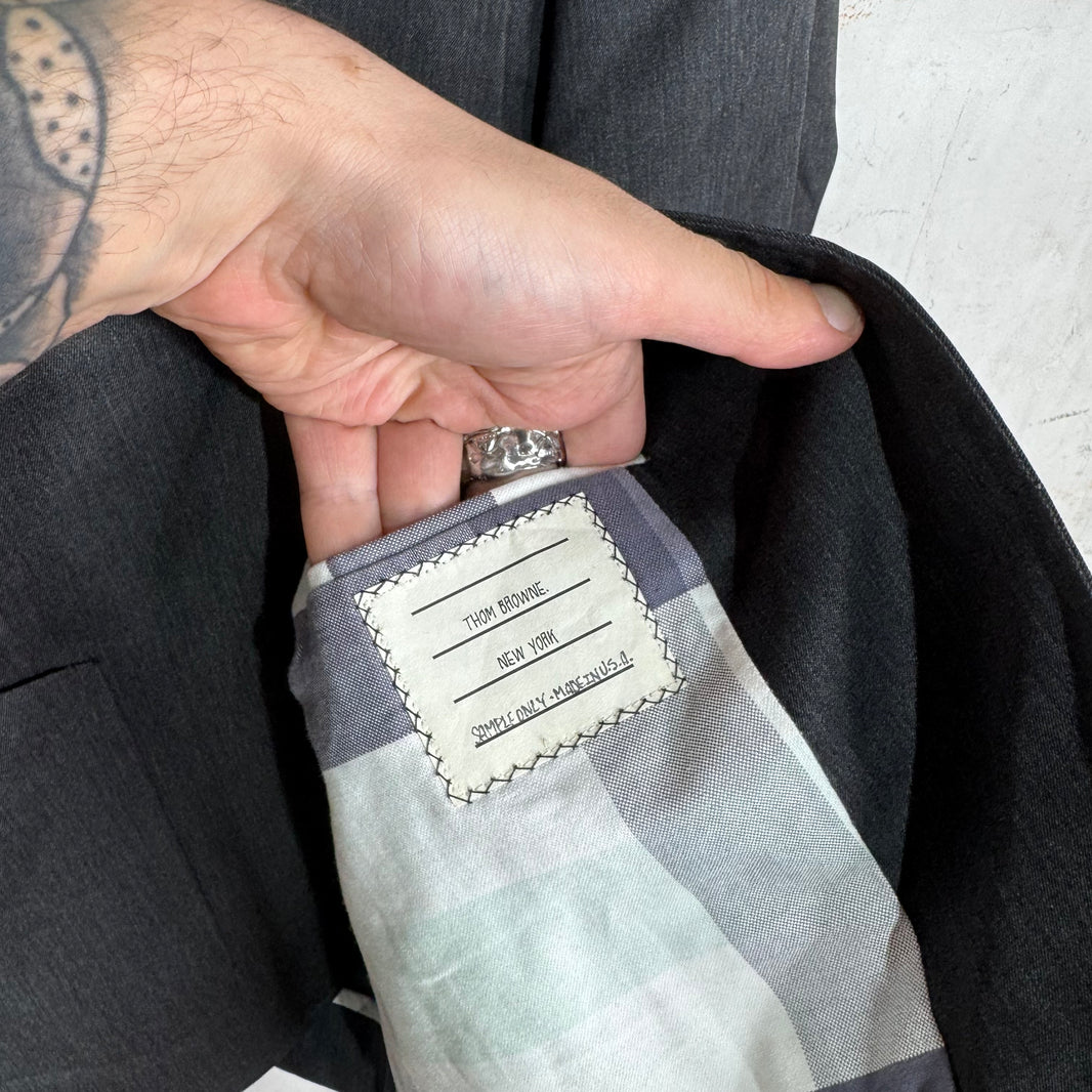 Thom Browne Dark Grey Tailored Plaid Lined Blazer