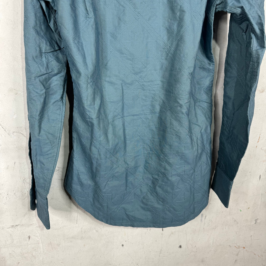 Thom Browne Teal Embroidered Patterned Shirt