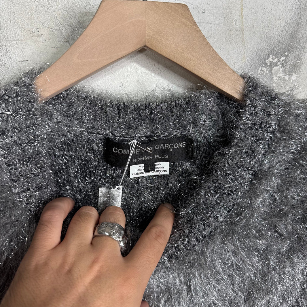 CDG Homme Plus Fuzzy Silver Sweater Vest