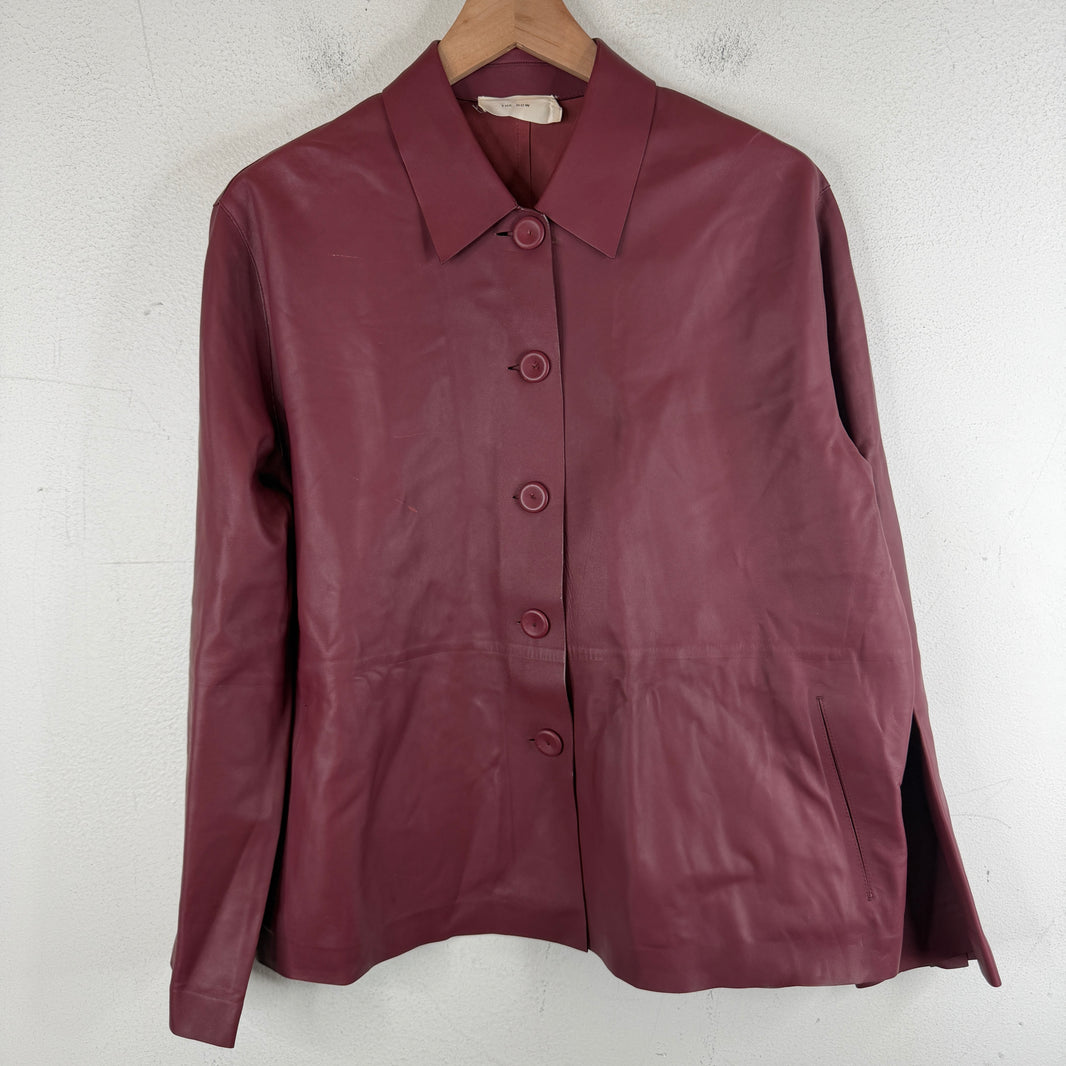 The Row Maroon Leather Shirt
