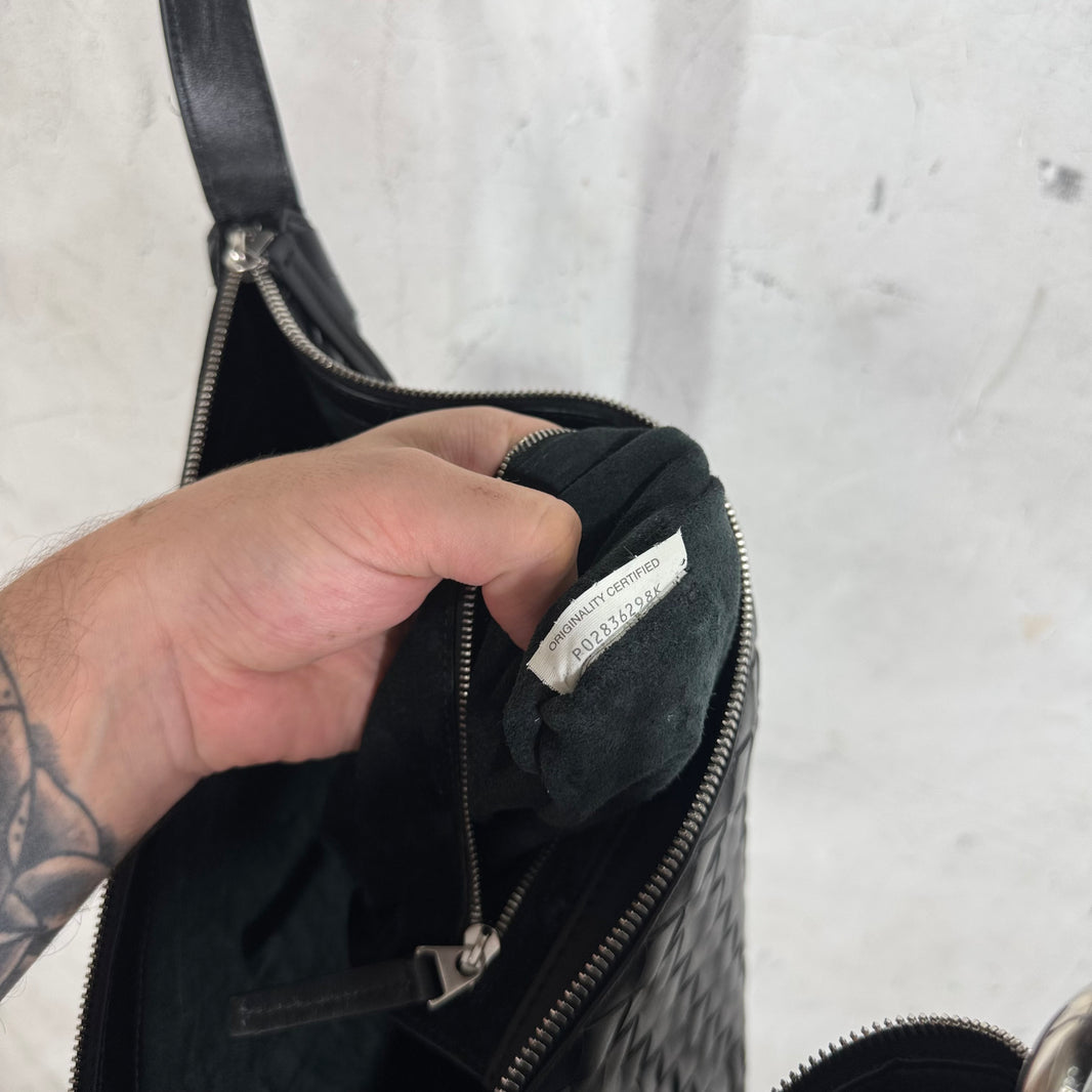 Bottega Veneta Intrecciato Woven Leather Virgule Bag