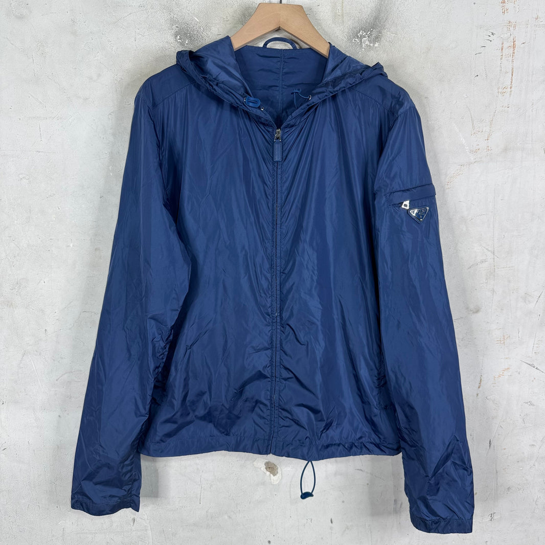 Prada Renylon Plaqued Navy Track Jacket
