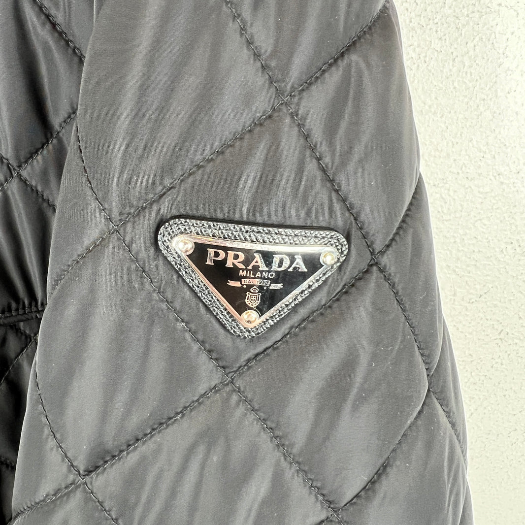 Prada Black Quilted Nylon Badge Zip Up Jacket