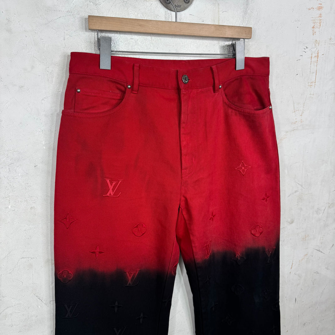 Louis Vuitton Red Gradient Monogram Jeans