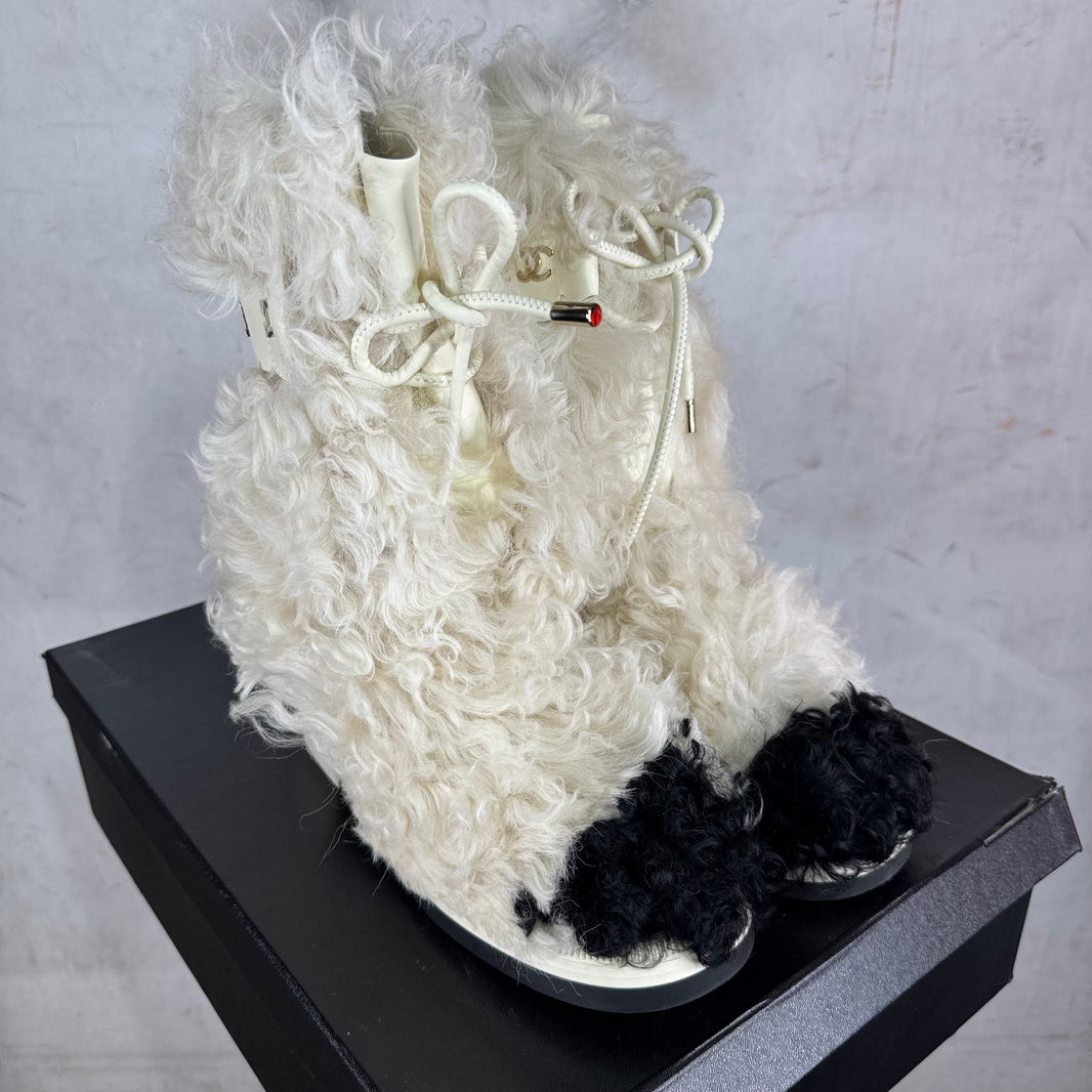 Chanel Shearling Strap Boots