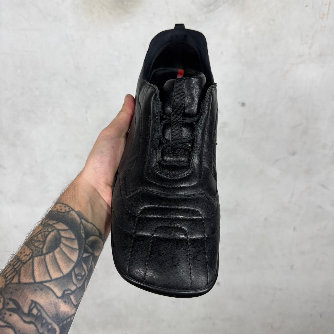 Prada Black Quilted Flat Leather Sneakers