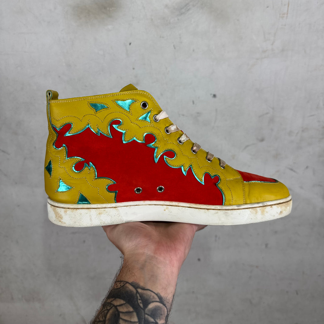 Christian Louboutin Orange/Yellow Cutout Sneakers