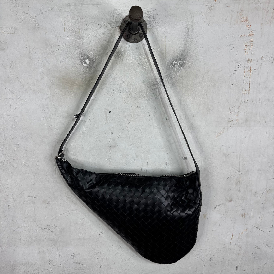 Bottega Veneta Intrecciato Woven Leather Virgule Bag