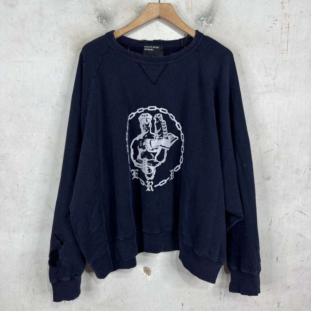 ERD Distressed Chaine Raglan Crewneck