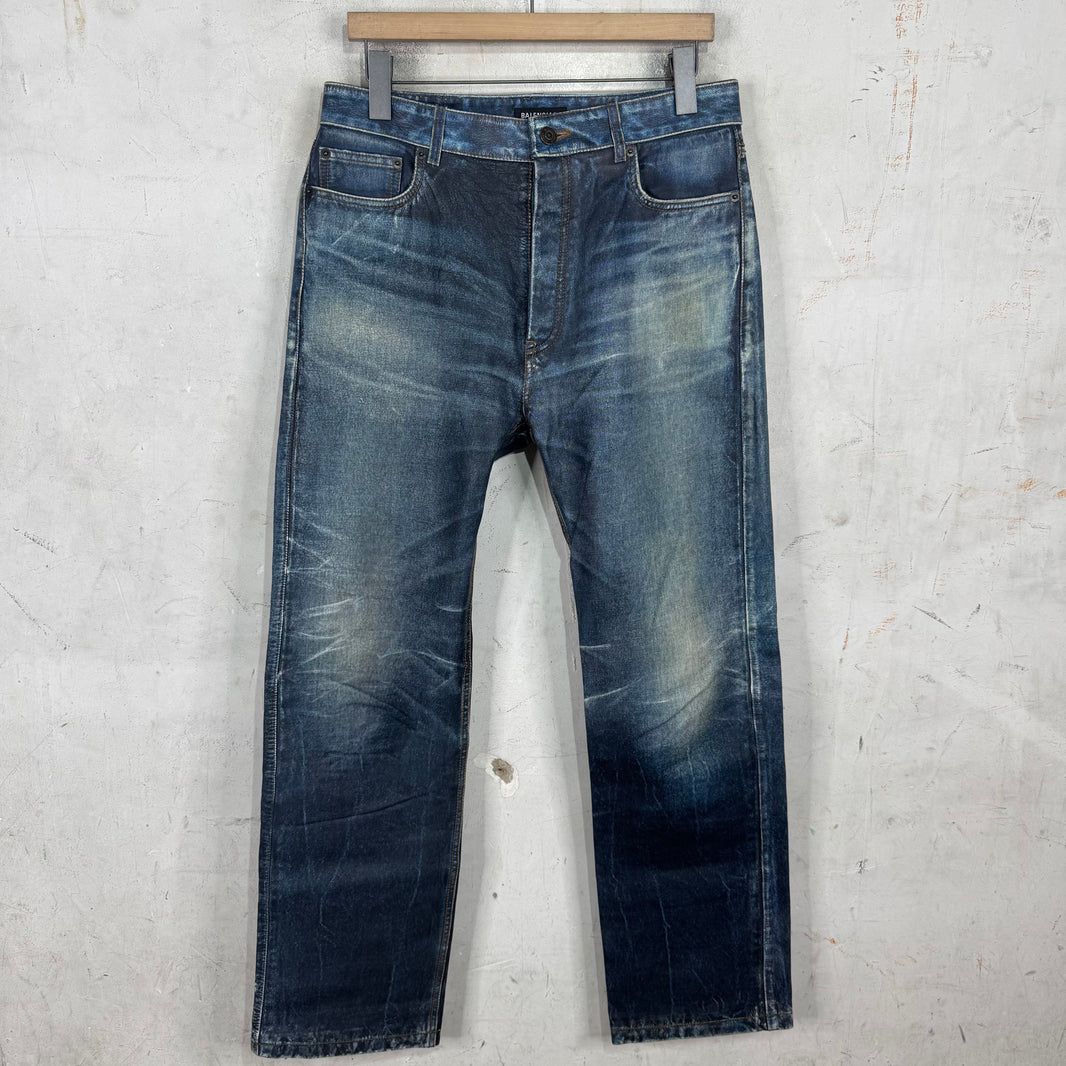 Balenciaga Tromp Denim Leather Pants
