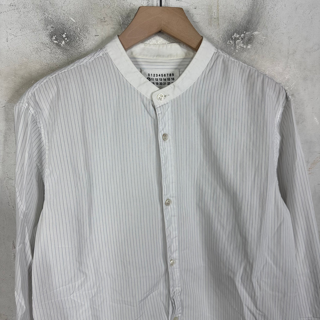 Margiela 00's Pinstriped Collarless Shirt