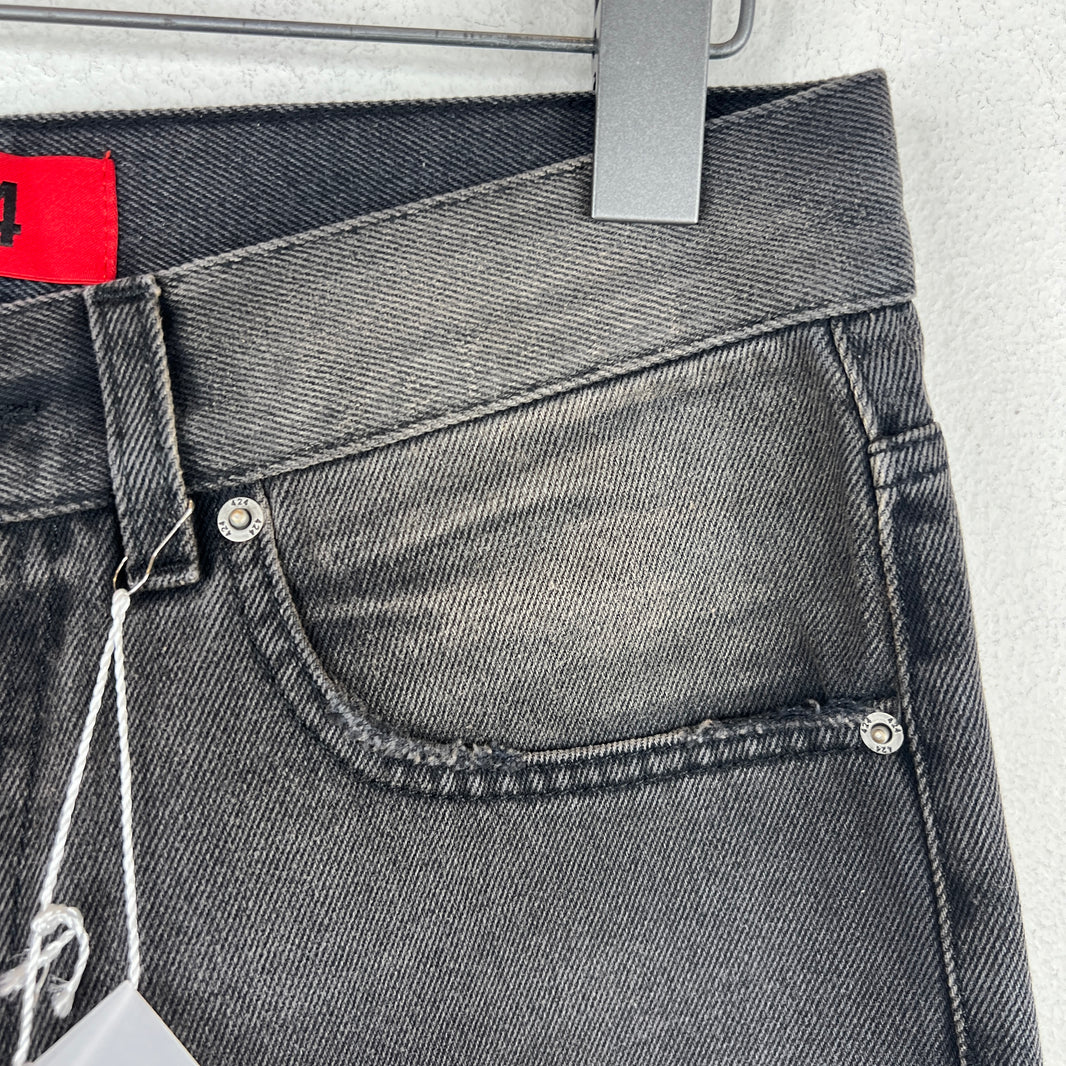 424 Black Straight Leg Denim Jeans