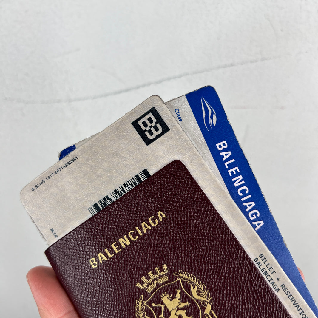 Balenciaga Red Two Ticket Passport Long Wallet