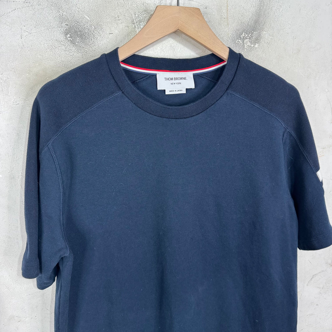 Thom Browne Navy Striped Sleeve T-Shirt