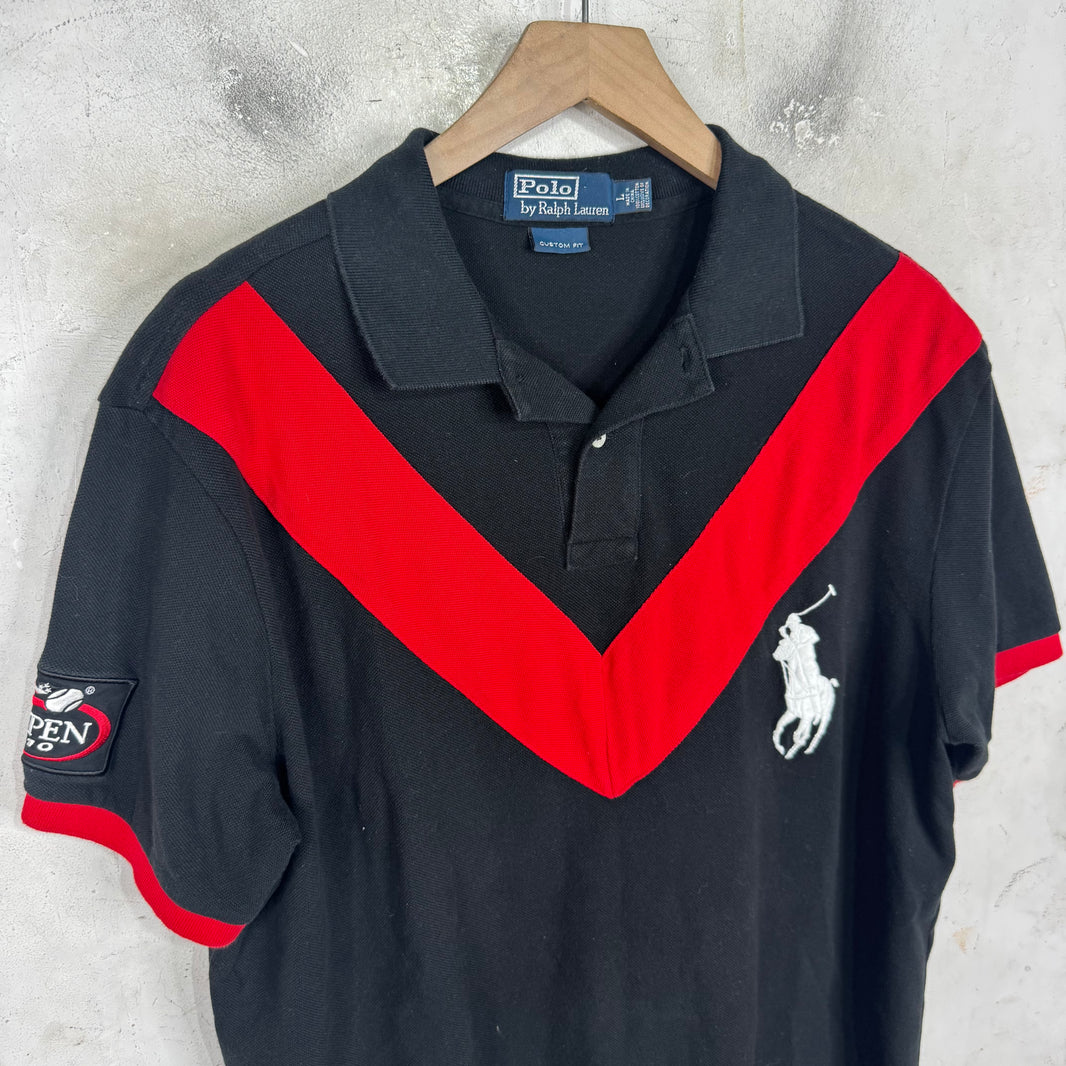Ralph Lauren Black Red V Cut Pony Polo