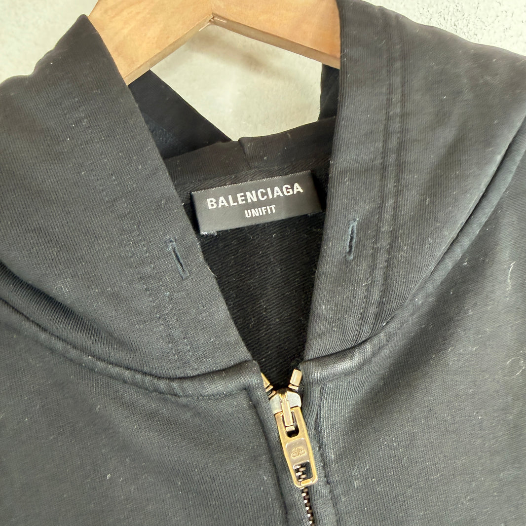 Balenciaga Back Tab Logo Zip Up Hoodie