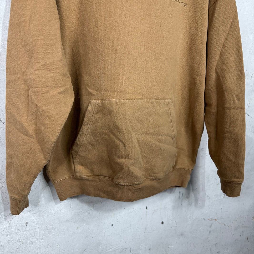 Balenciaga Embroidered Logo Brown Hoodie