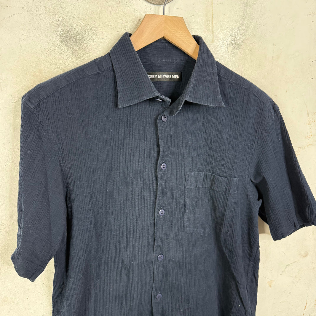 Issey Miyake Ribbed S/S Navy Shirt