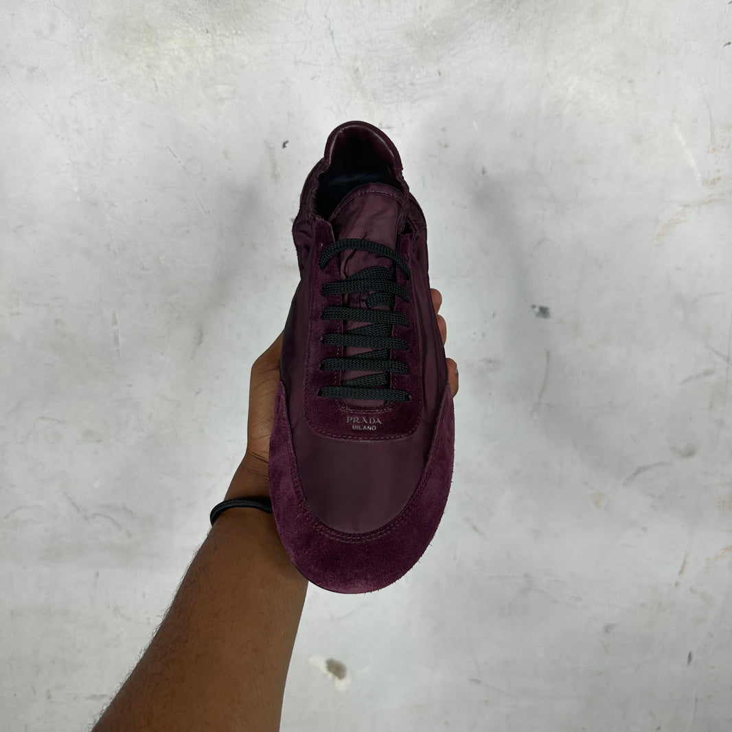 Prada Red Wine Re-Nylon Scrunch Sneakers