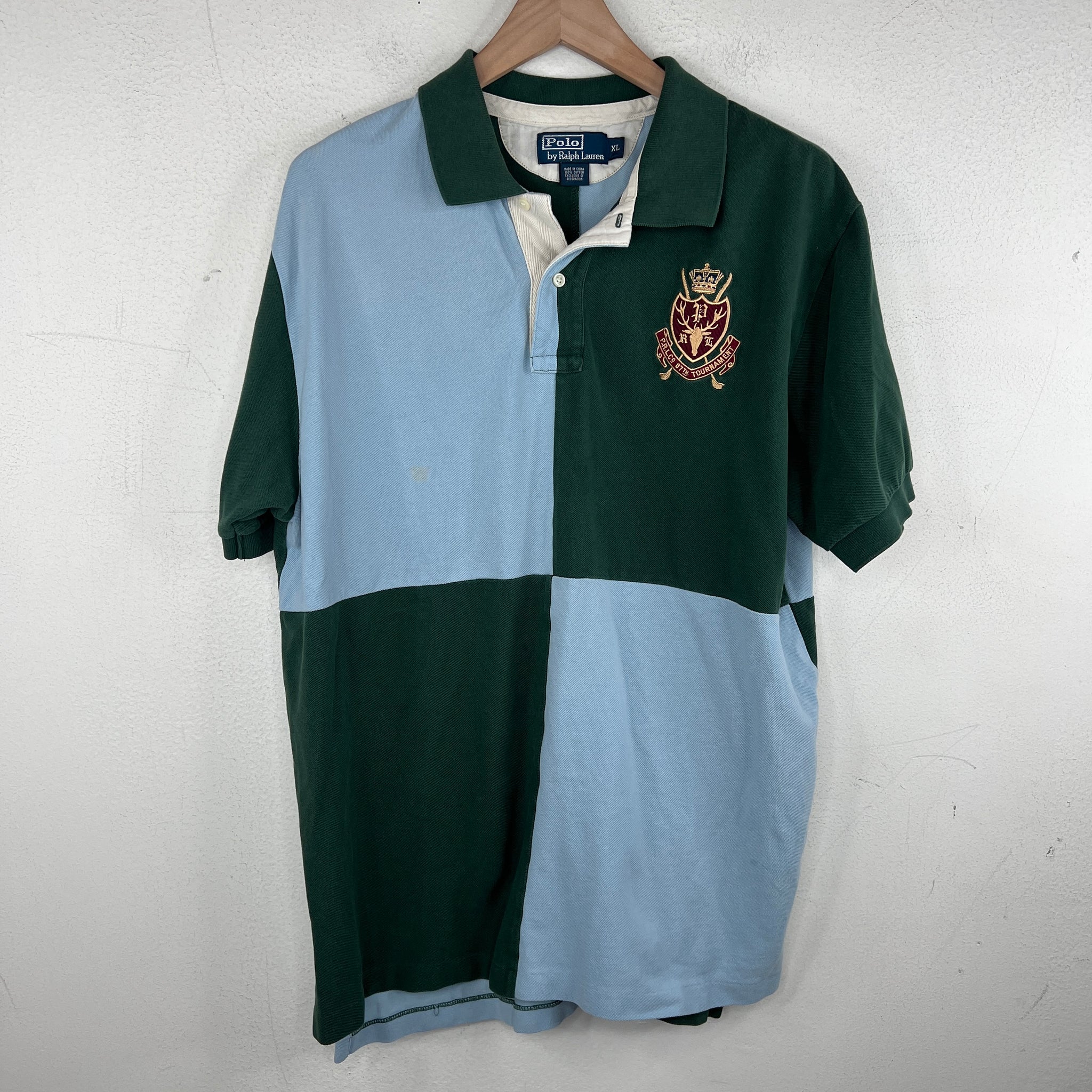 Polo Ralph Lauren Green/Baby Blue Checkered Polo T-Shirt