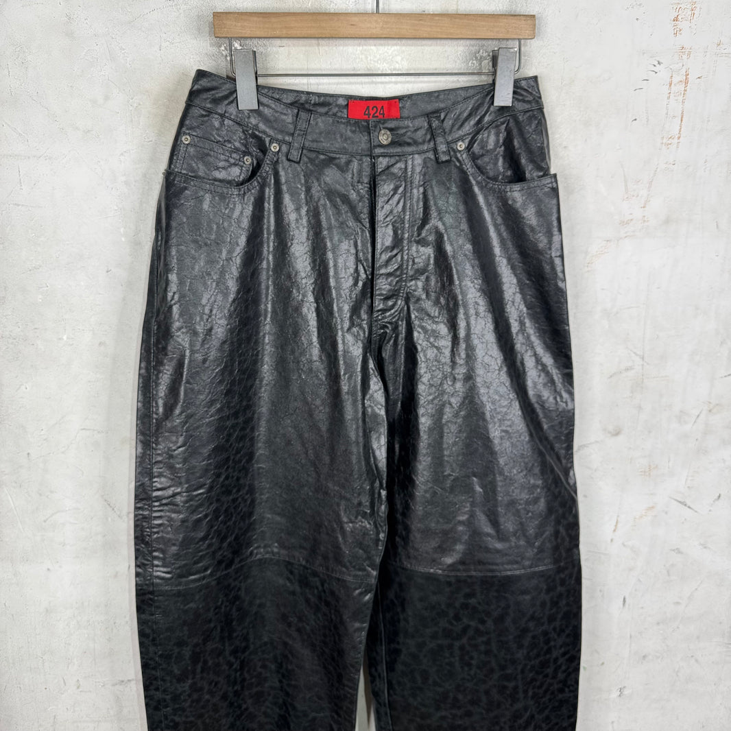 424 Paper Leather Wide Leg Pants