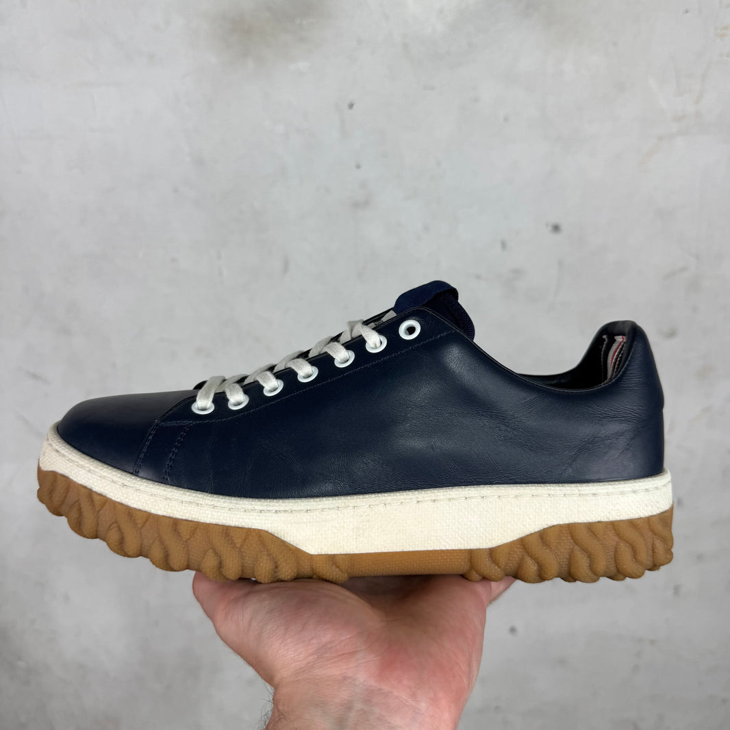 Thom Browne Navy Leather Vitello Sneakers