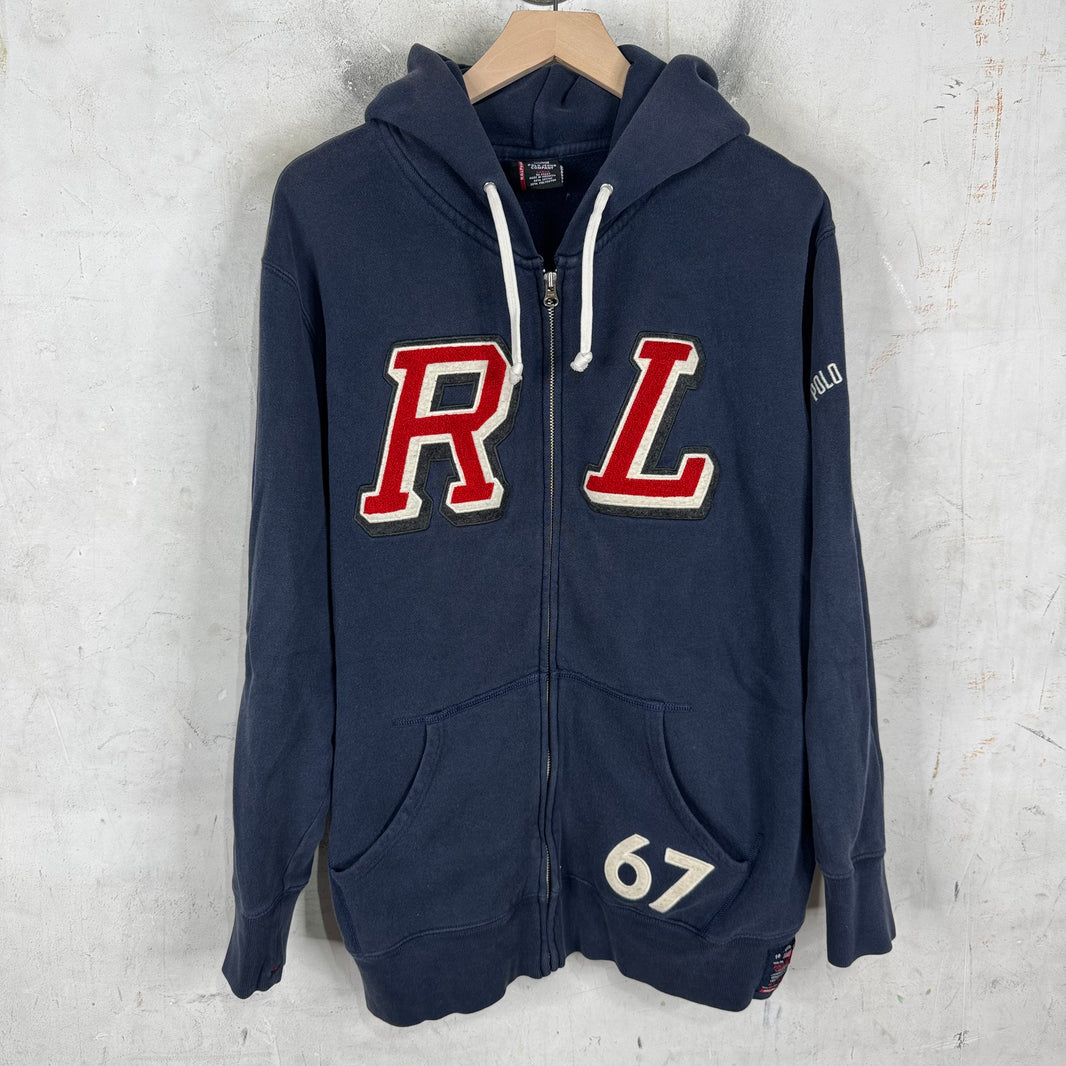 Ralph Lauren Navy Chenille RL Patch Zip Hoodie