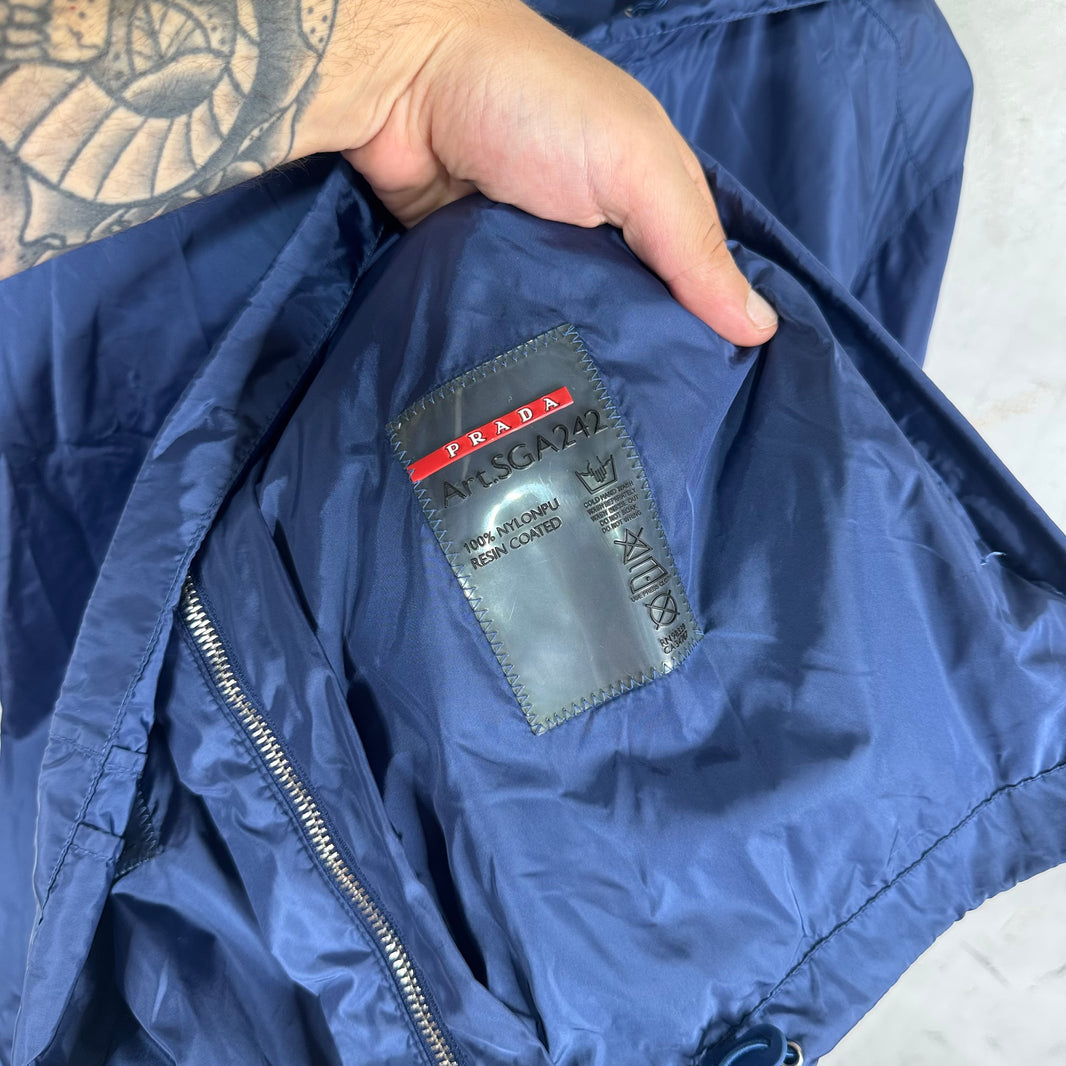 Prada Renylon Plaqued Navy Track Jacket