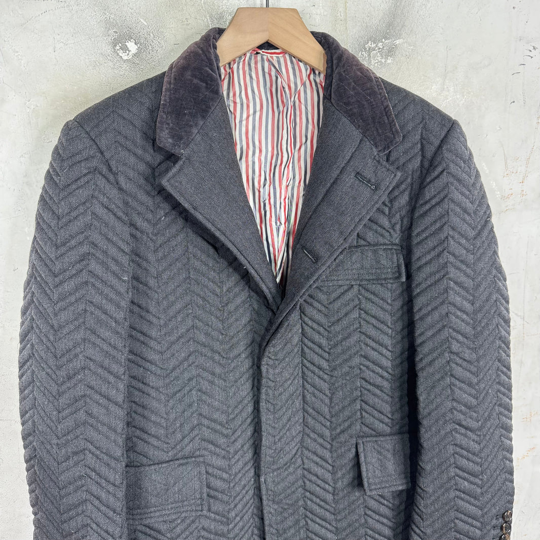 Thom Browne Chevron Quilted Mid Length Coat