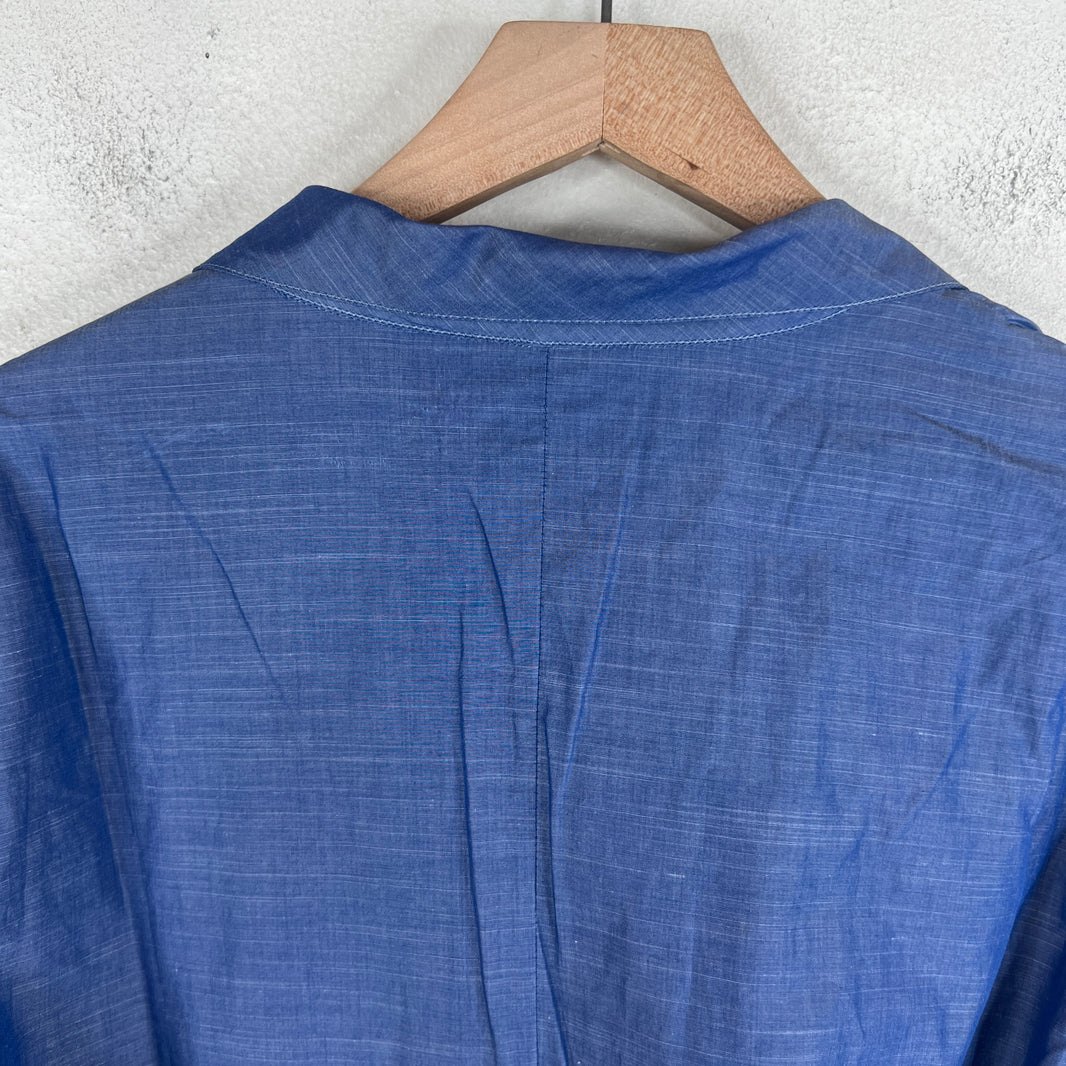 Chanel Blue Button Up Thin Blazer Jacket