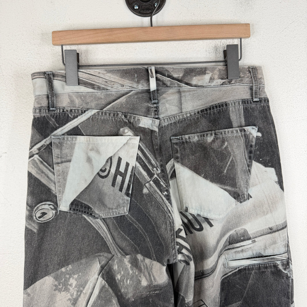 Helmut Lang Car Print Denim Jeans