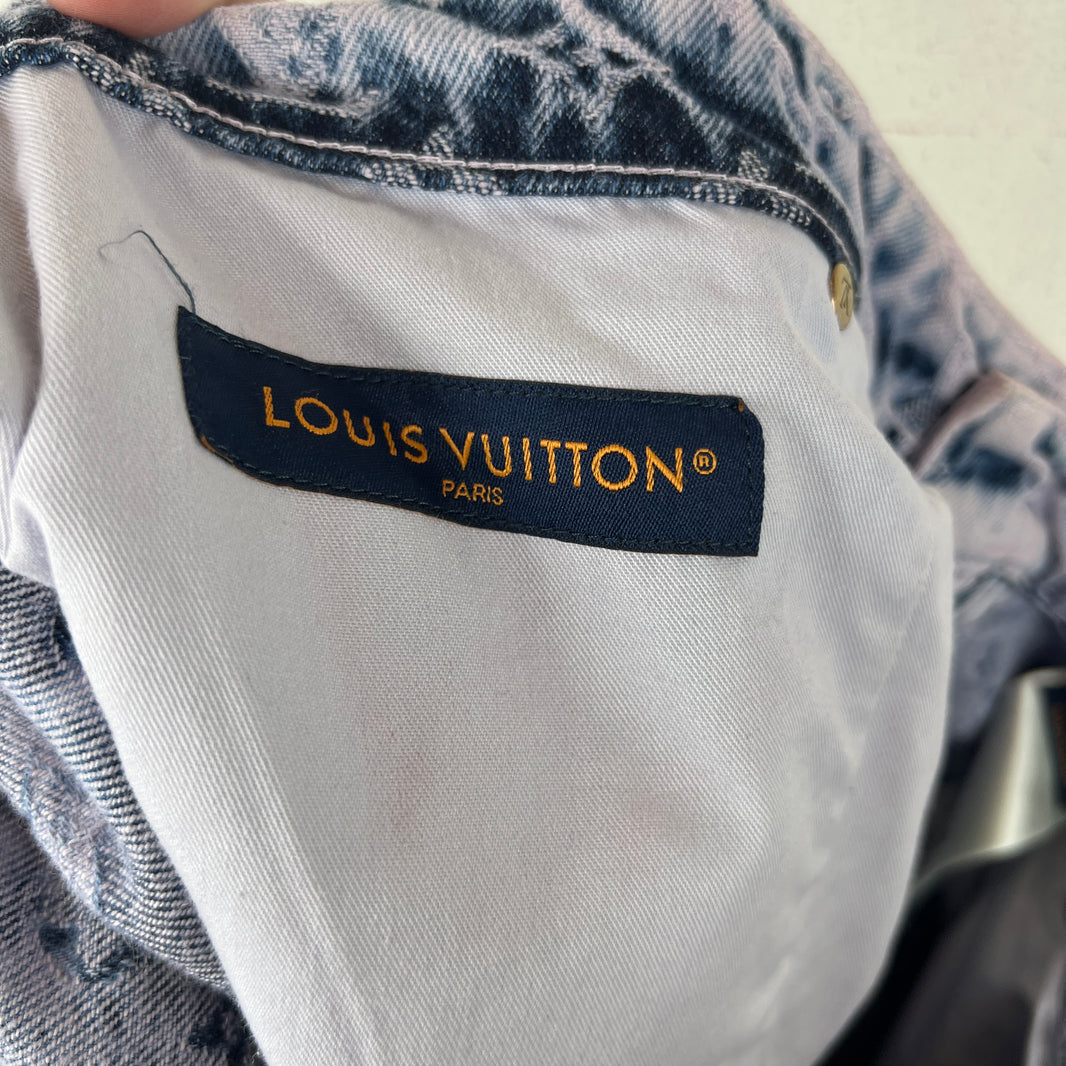 Louis Vuitton Purple Flayed Monogram Flared Carpenter Jeans