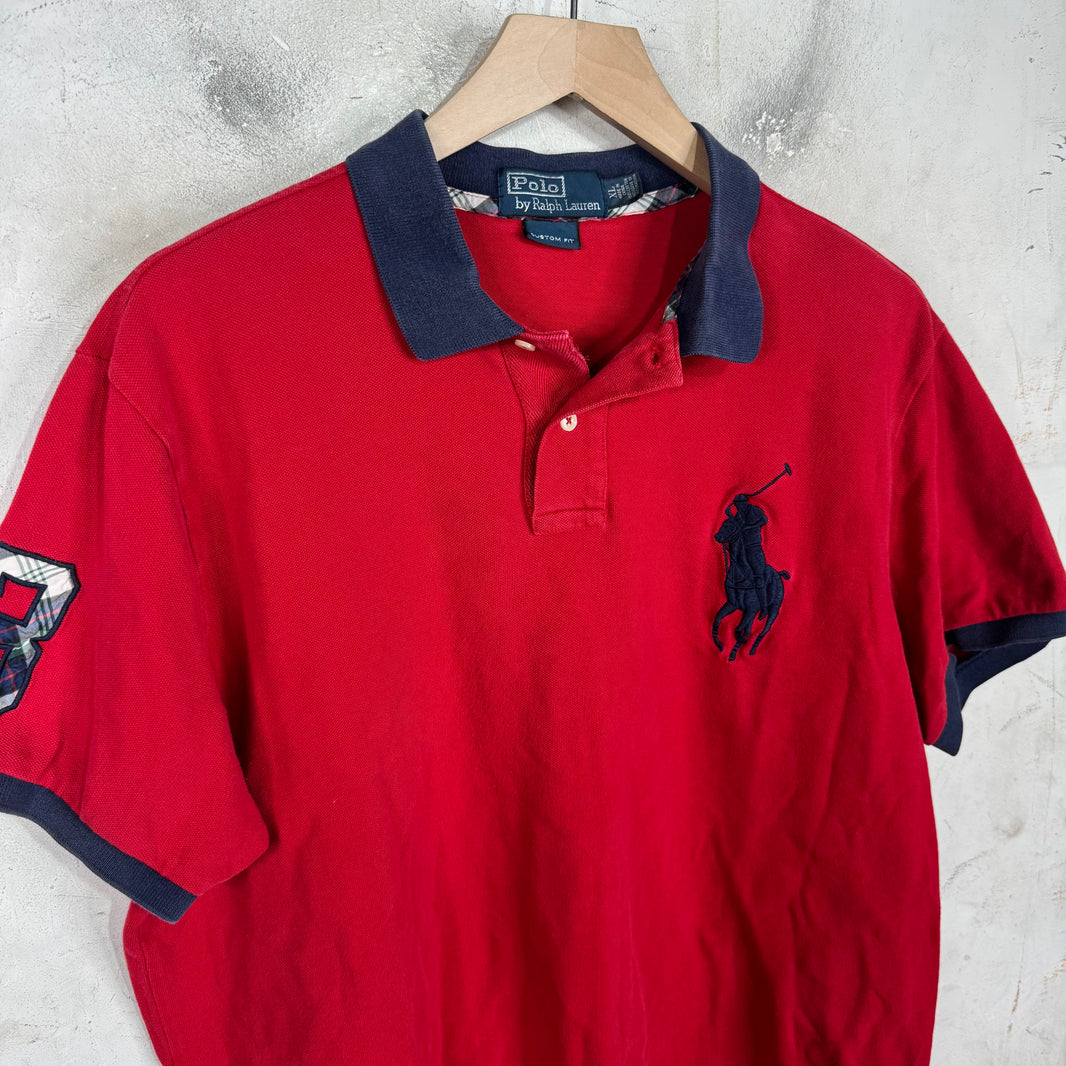 Ralph Lauren Plaid "3" Red/Navy Polo