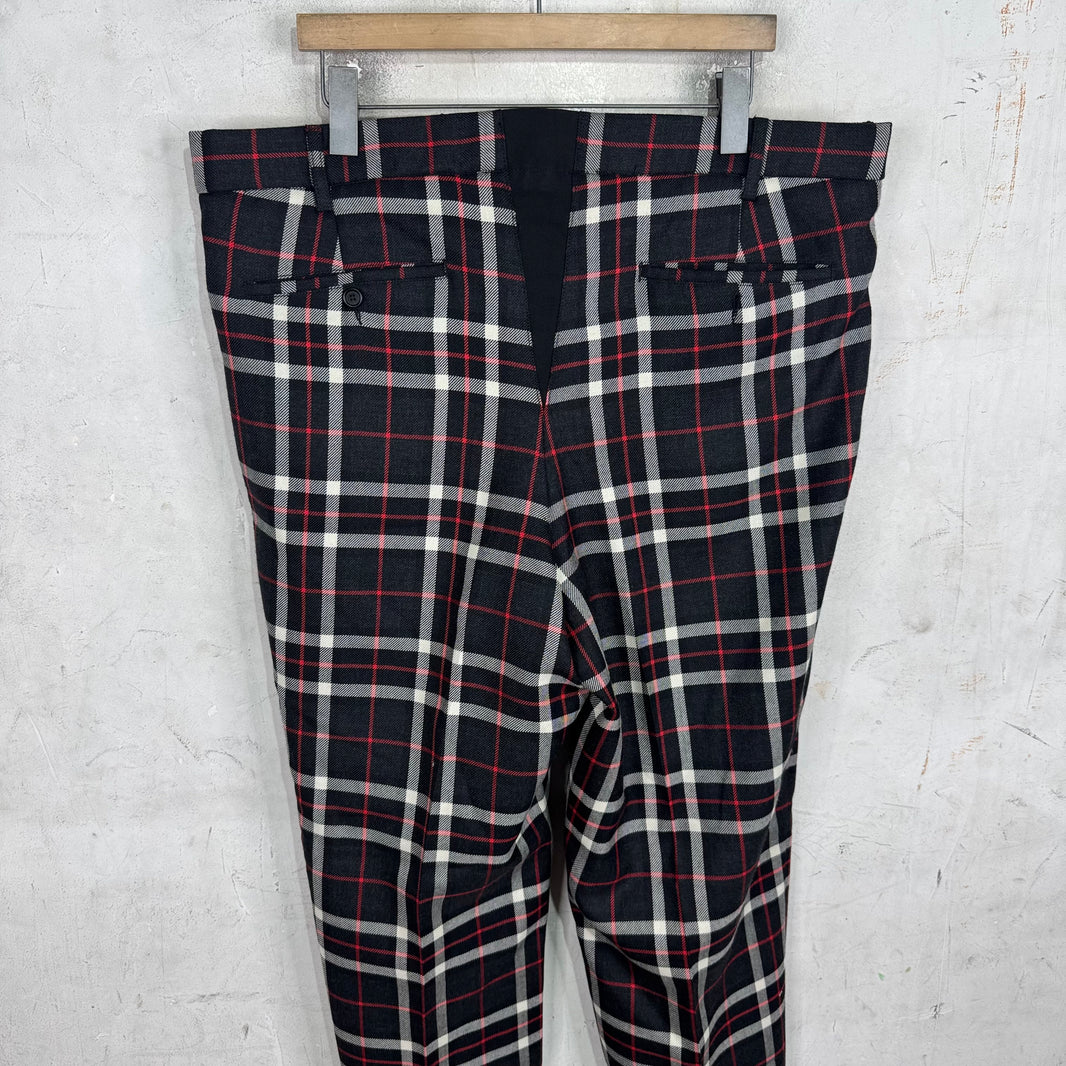 Marni Black/Red Plaid Wool Trousers