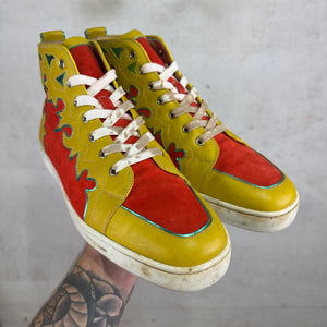 Christian Louboutin Orange/Yellow Cutout Sneakers