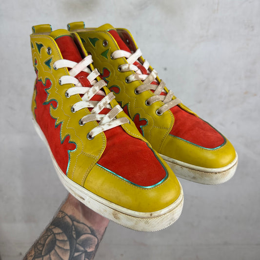 Christian Louboutin Orange/Yellow Cutout Sneakers