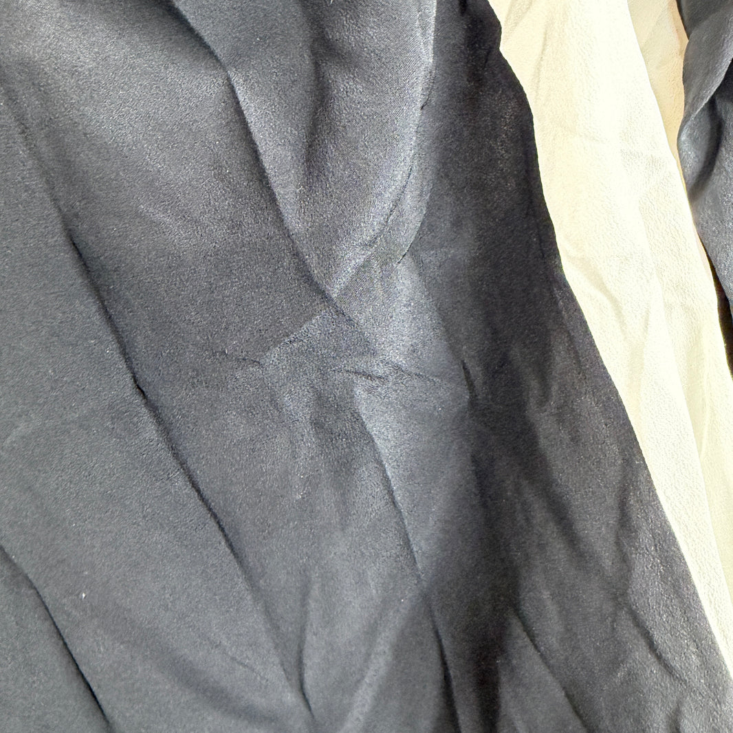 Givenchy White/Black Split Silk Button Up LS Shirt