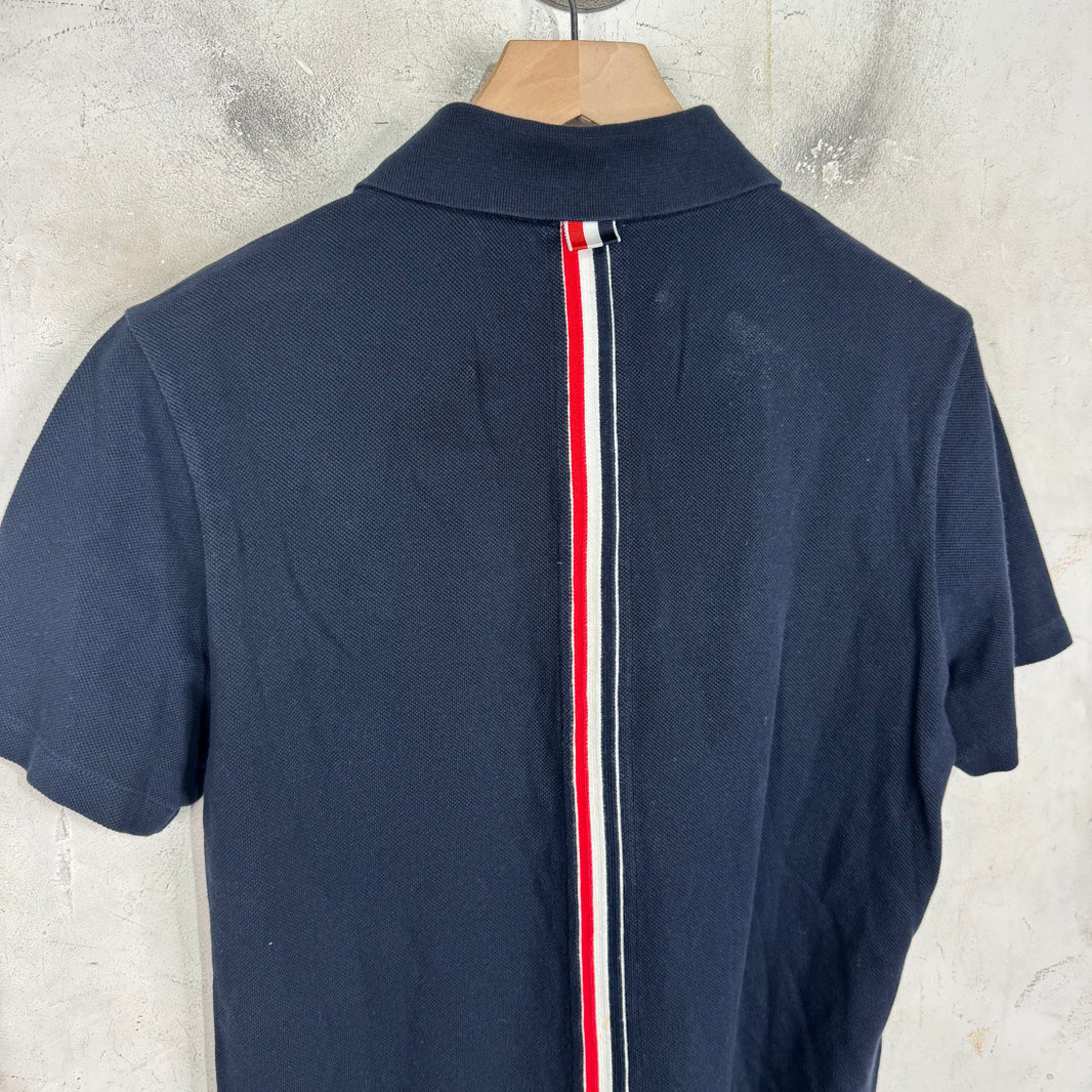 Thom Browne Navy Back Striped Polo