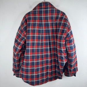 Balenciaga Quilted Red/Blue Padded Snap Button Flannel