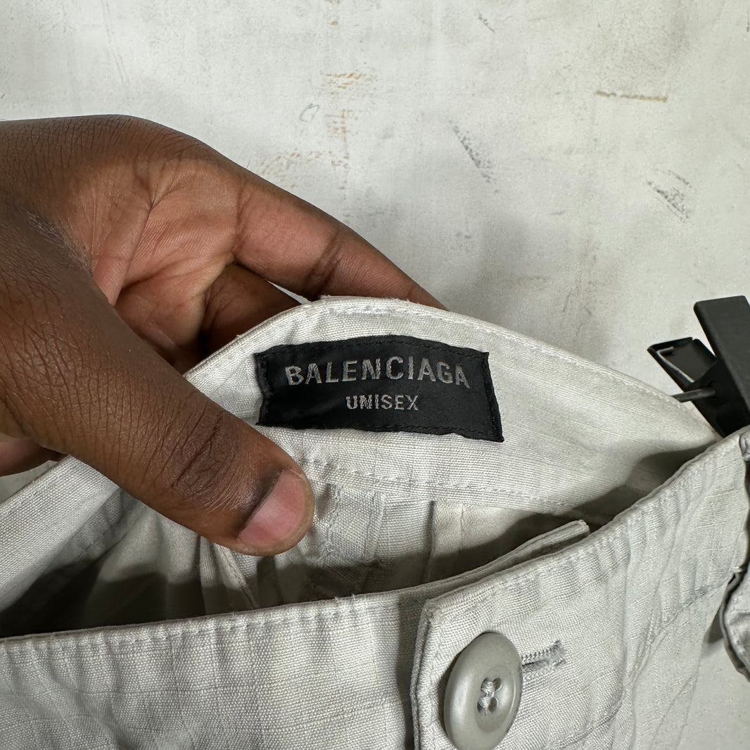 Balenciaga Distressed White Cargo Pants