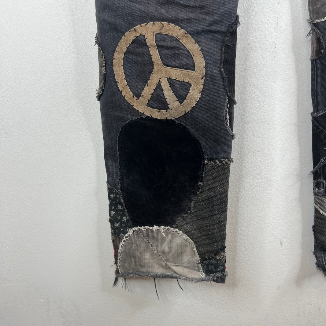 Kapital Black Patchwork Straight Denim Jeans