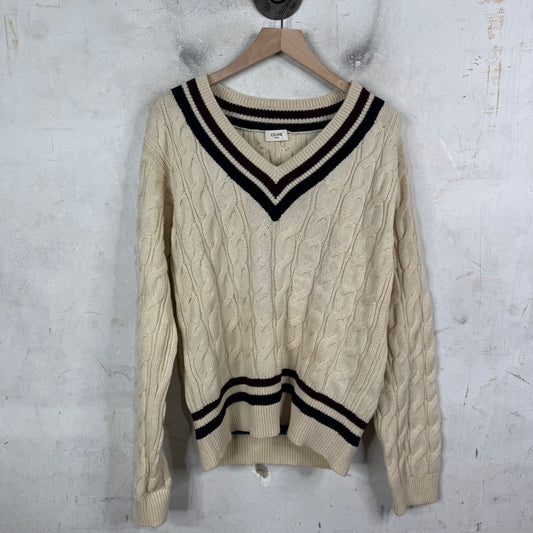 Celine Cable Knit V-Neck Sweater