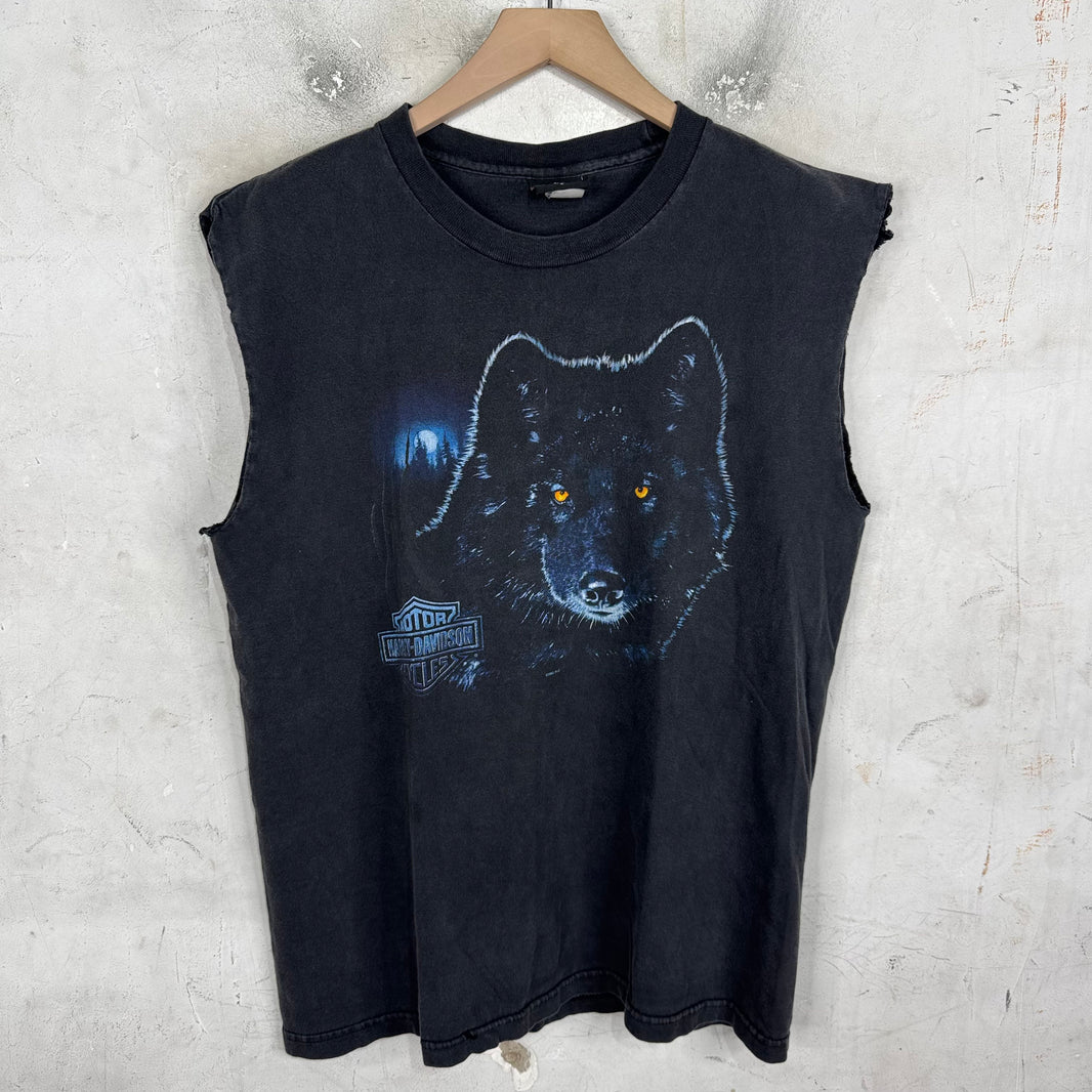 Vintage Harley Davidson Wolf Cutoff T-Shirt